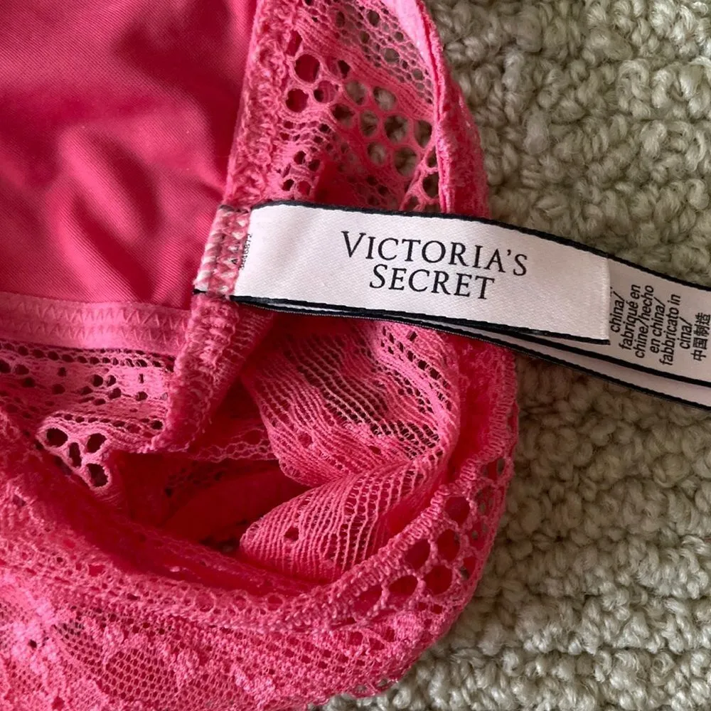 Victoria’s Secret Hot Pink Bralette Racerback Light Support Long Line S Like New - Image 7