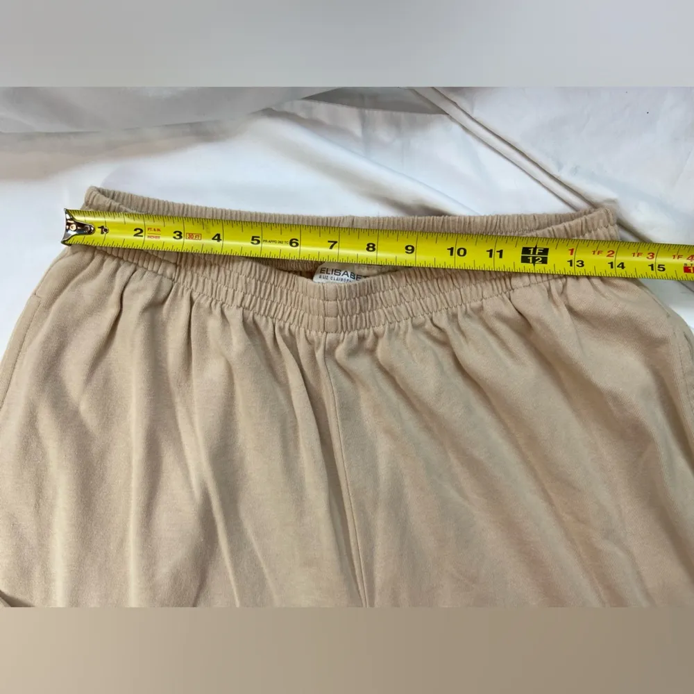 Elisabeth Liz Claiborne relaxed pants, cotton elastic waist, Vintage, size 10 12 Tan - Image 3
