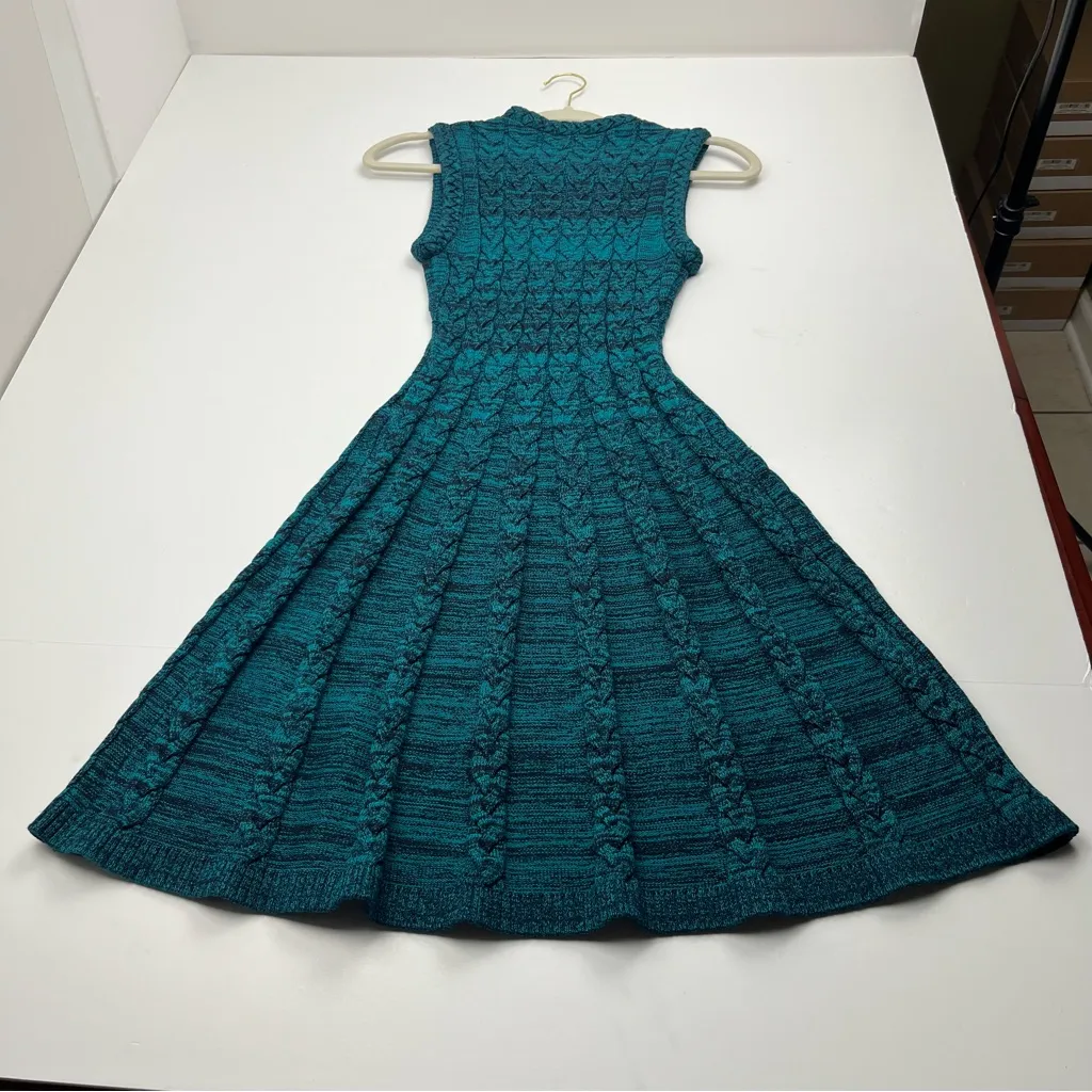 Amanda Uprichard Braylen Bold Knit‎ Sleeveless Dress Teal Womens Size Small NEW - Image 11