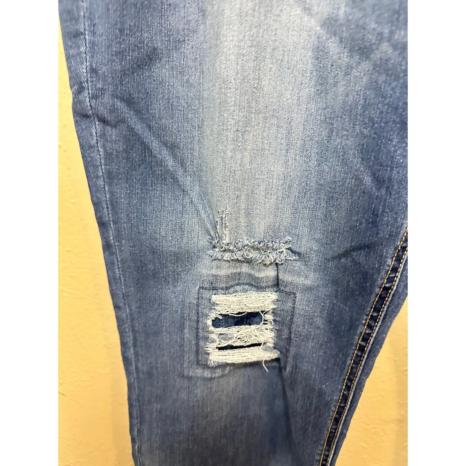 EV1 Alex Relaxed Vintage Jeans Womens Size 18 Distressed Patched Blue Denim - Image 4