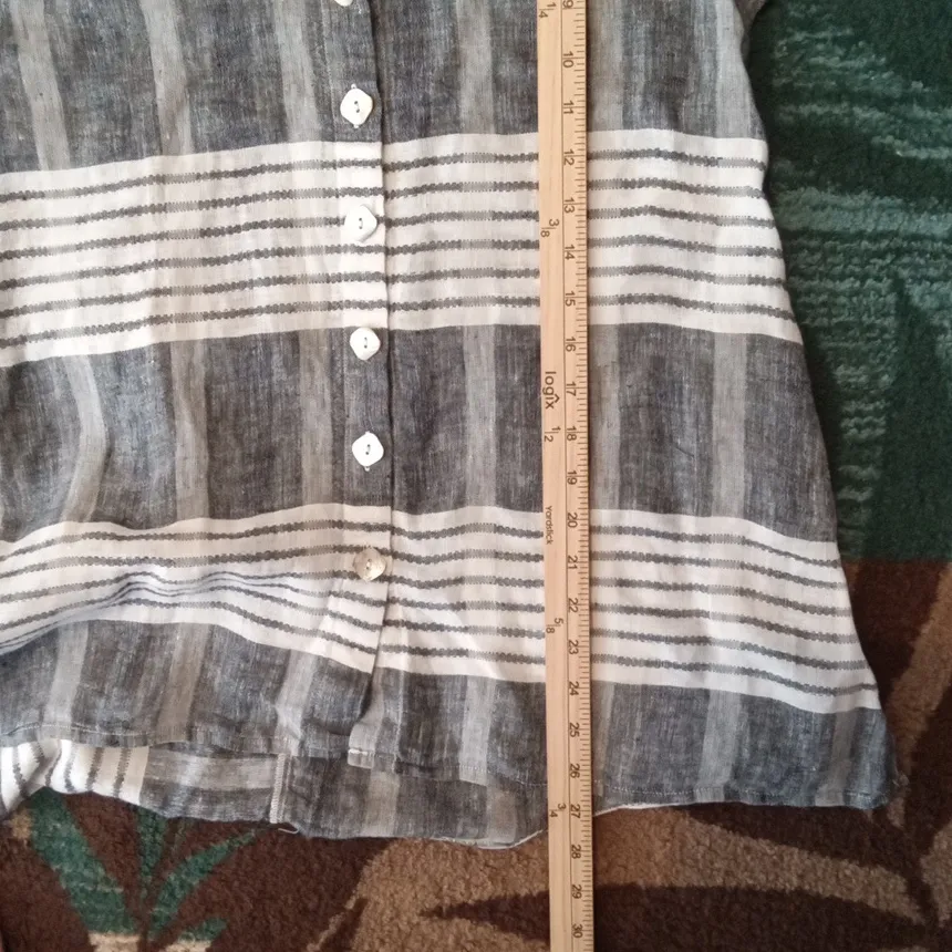 Habitat Black and White Striped Button Up Blouse Linen Vacation Size XS - Image 8