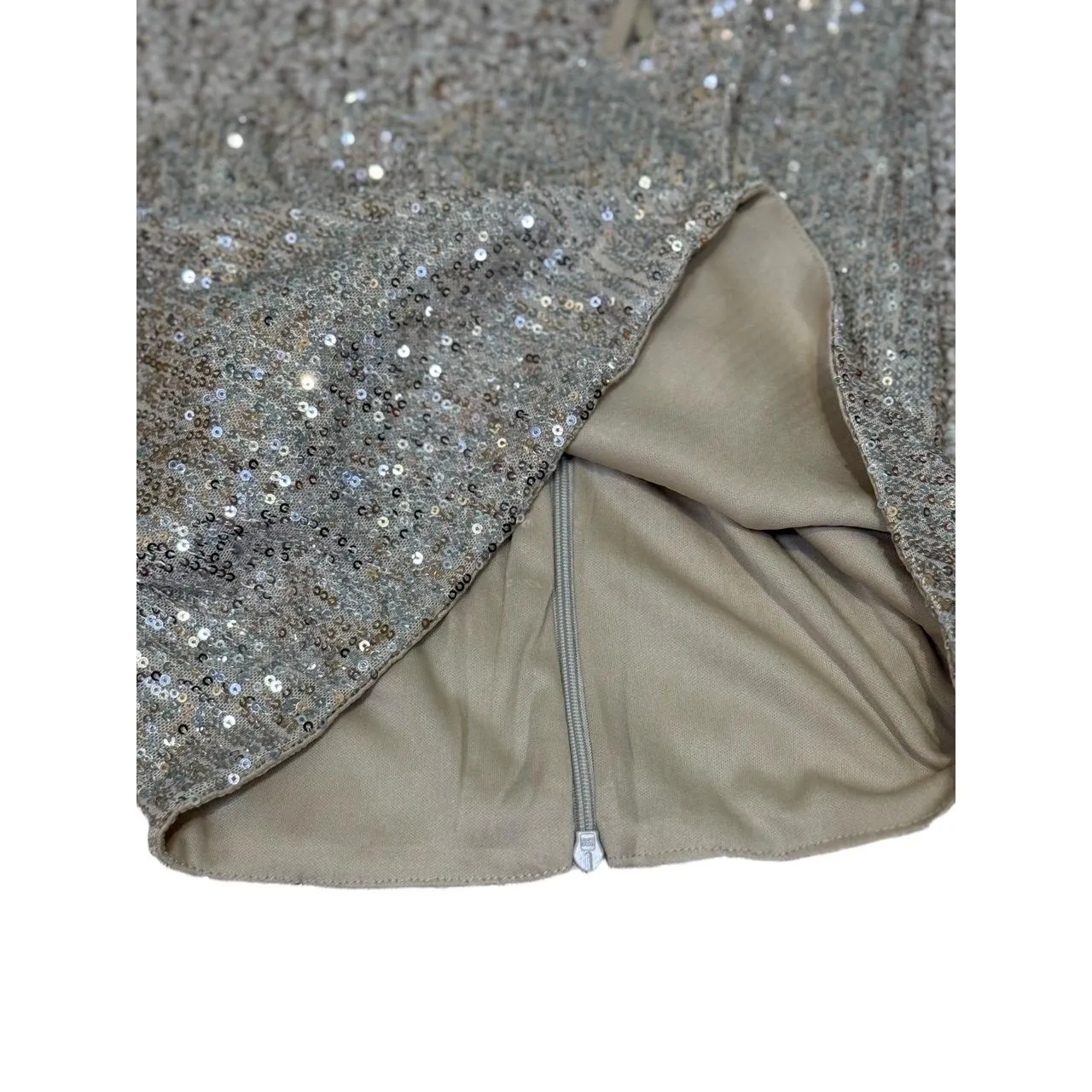 Know One Cares Womens Top Size M Silver Champagne Sparkle With Sequins - Image 3