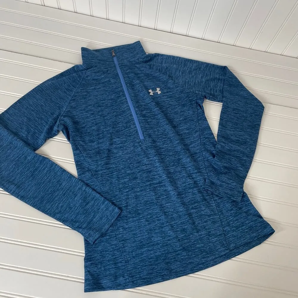 Under Armour Blue Half Zip Raglan Pullover Sweatshirt Size S - Image 2
