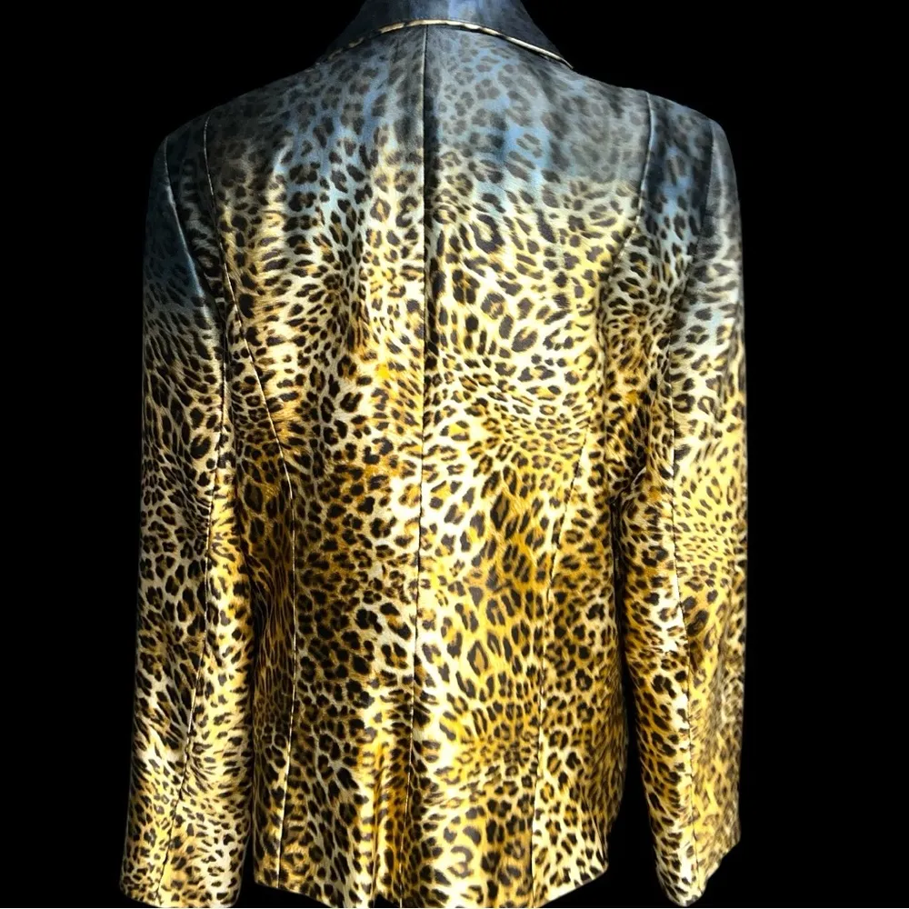 Alberto Makali Gold and Black Leopard Print 100% silk Blazer - Image 5