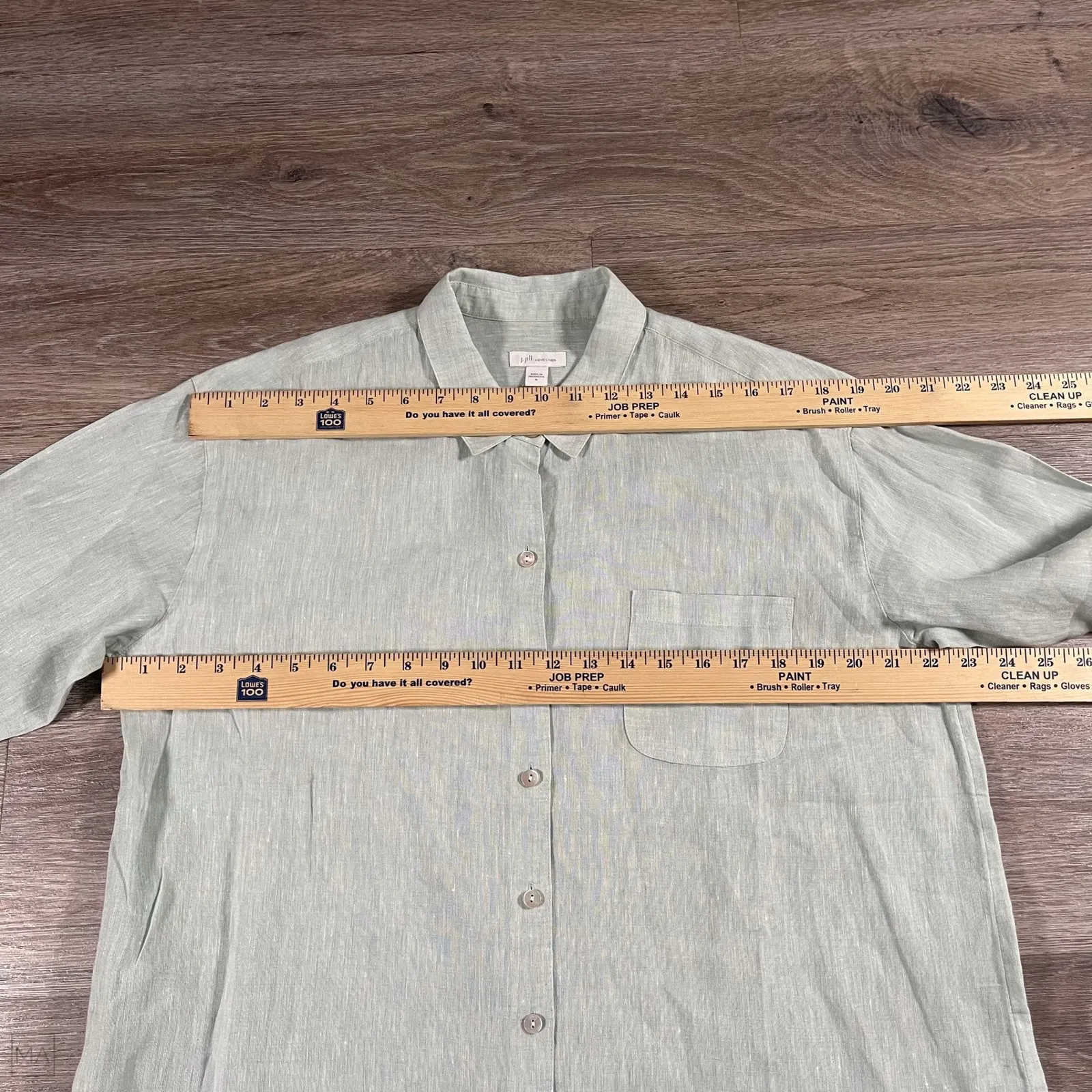 J. Jill Love Linen Women's Blouse Everyday Linen Button Front Summer‎ M Green Size M - Image 2