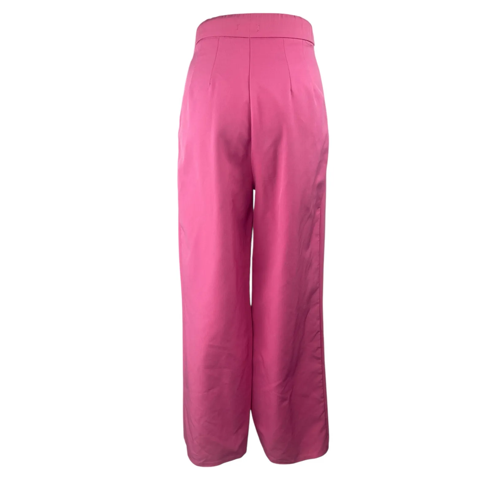 Stradivarius Women's Pink High Rise Pleated Wide Leg Trousers Dress Pants Size 0 - Image 2