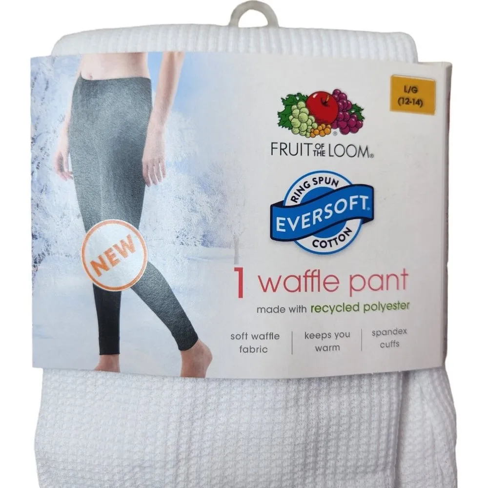 Fruit of the Loom EverSoft Women's Waffle Crew Shirt Size Large 12-14 White NEW - Image 3