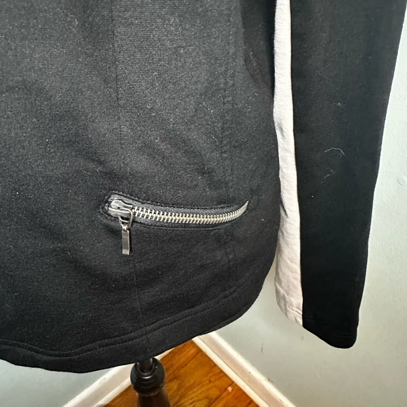 INC Asymmetrical Moto Jacket – Black & White Color Block Size XL - Image 5