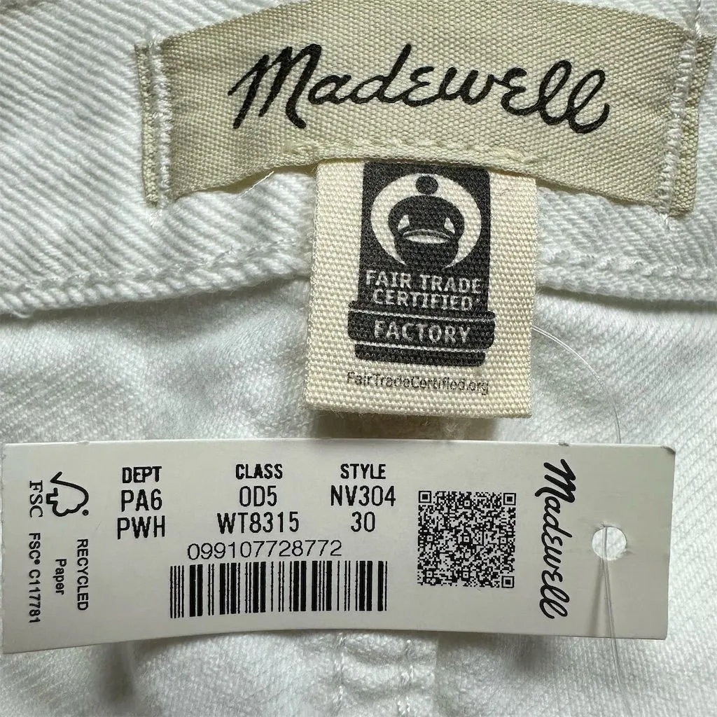 NWT Madewell Women's Brynn Long Short Denim White Size 30 Frayed Hem - Image 7