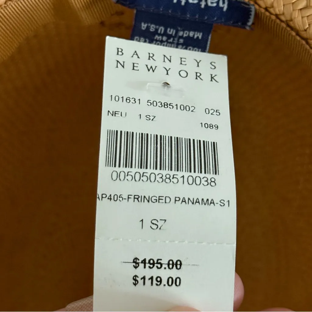 Hat Attack Tan Fringed Panama Hat with Cream Band - Image 7