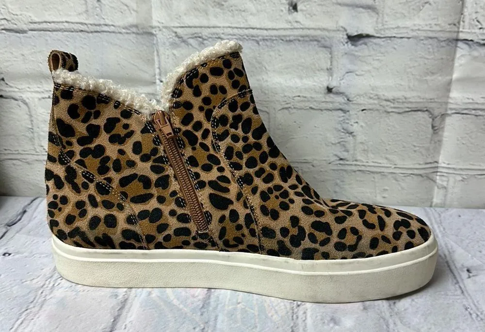 Sole society teagan leopard print leather faux shearling sneaker boot size 9.5m - Image 7