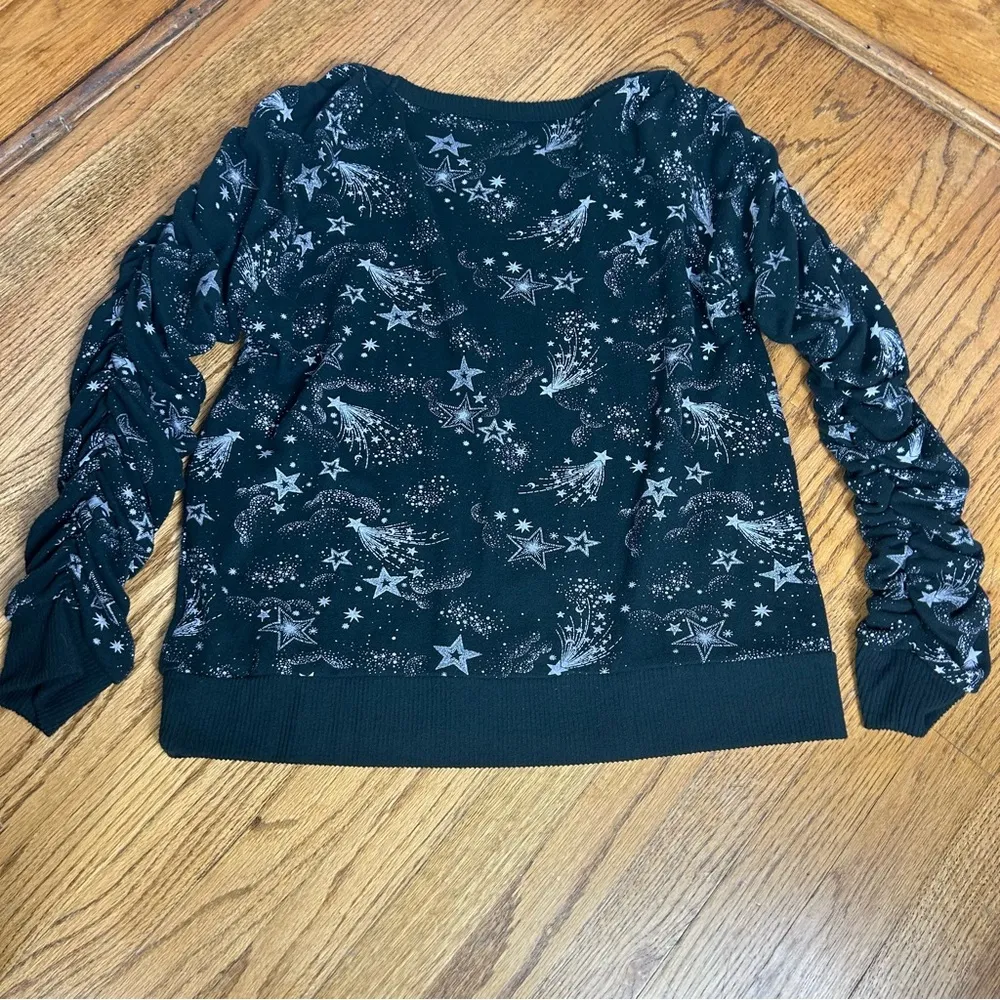 Chaser | Shirred Sleeve Mystical Star Print Whimsical Sweatshirt Size XL - Image 9