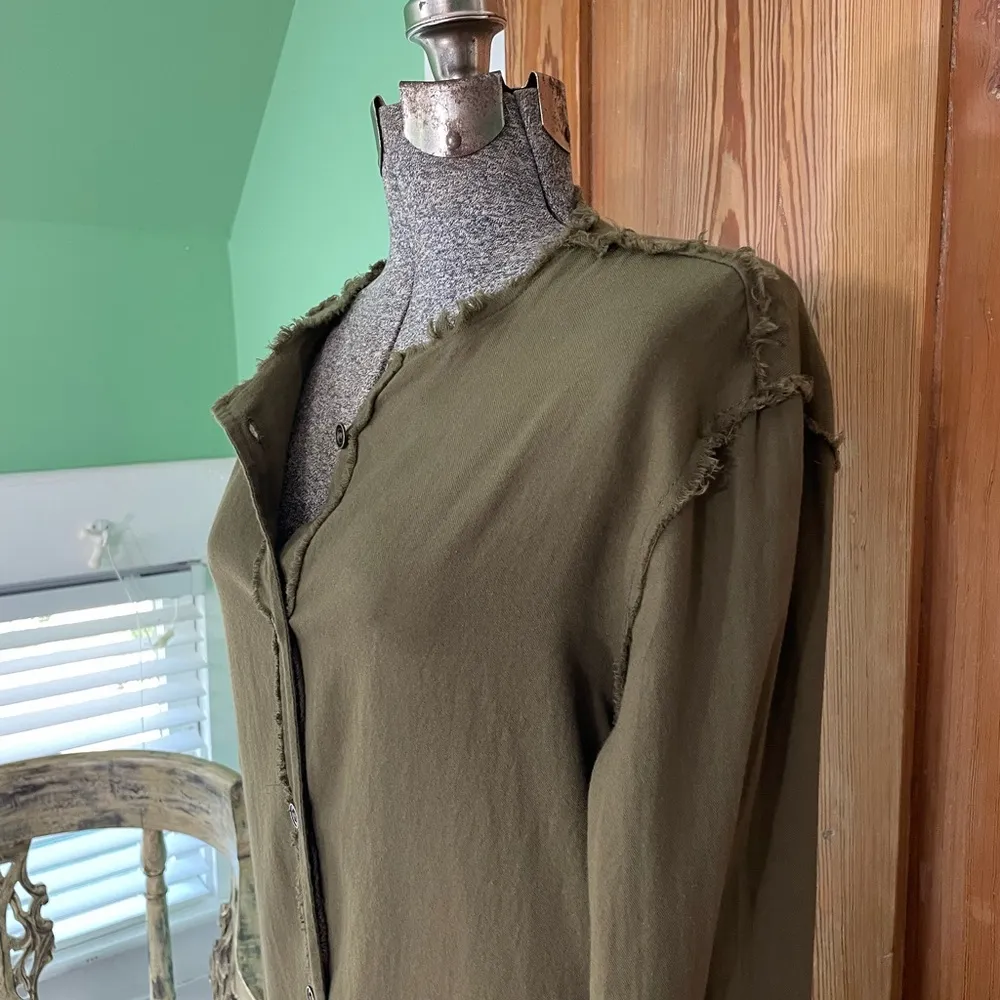 Tribe Kelley Eye See You Longline Raw Hem Button Up Tunic - Size Small - Image 6