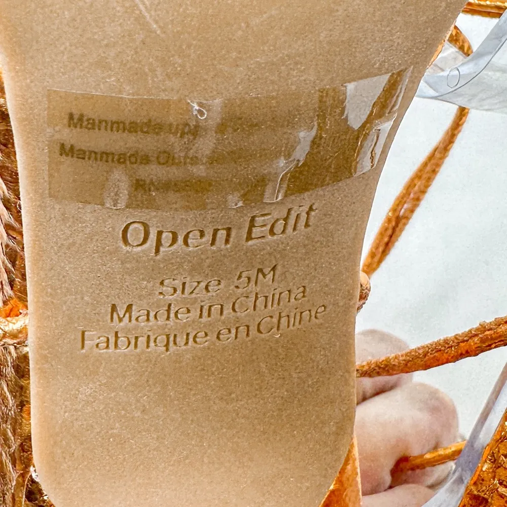 Open Edit Orange Bronze Metallic Ankle Calf Lace Strappy Sandals, NEW, Size 5 - Image 10