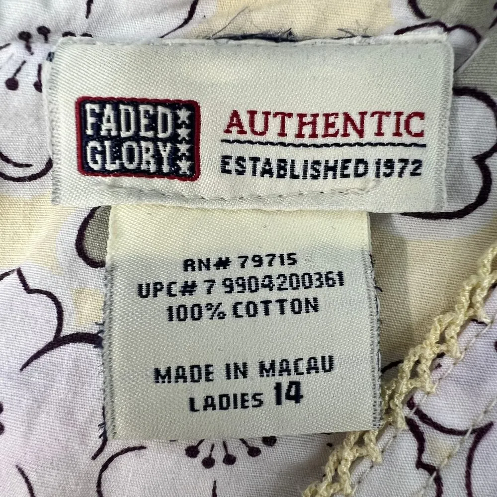 Faded Glory Floral Vintage Retro Boho 90s 70s Retro Cotton Sun Dress Womens 14 - Image 2