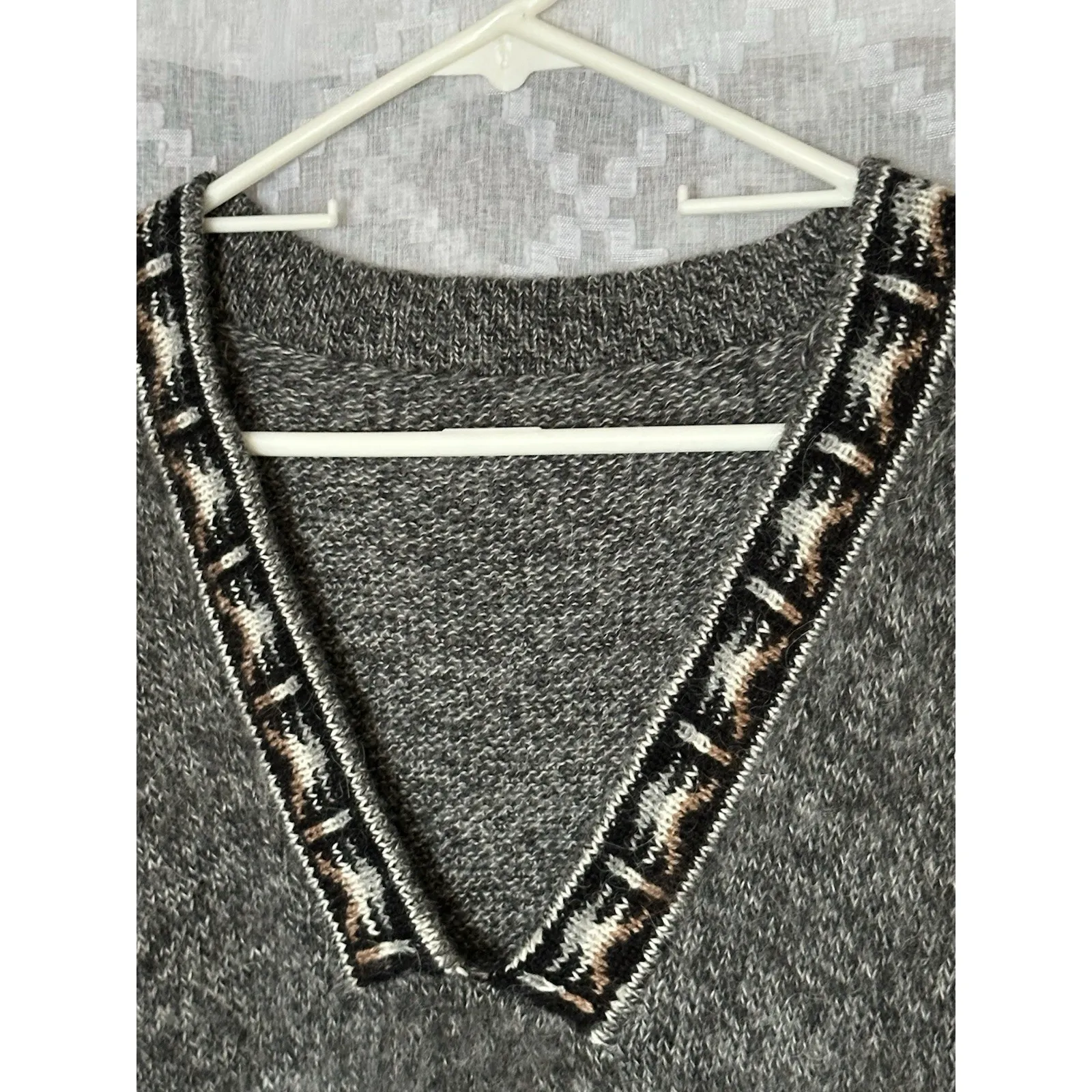 Vintage Alpaca Wool Blend Sweater Fair Isle Bohemian Knit Pullover Size XL - Image 3