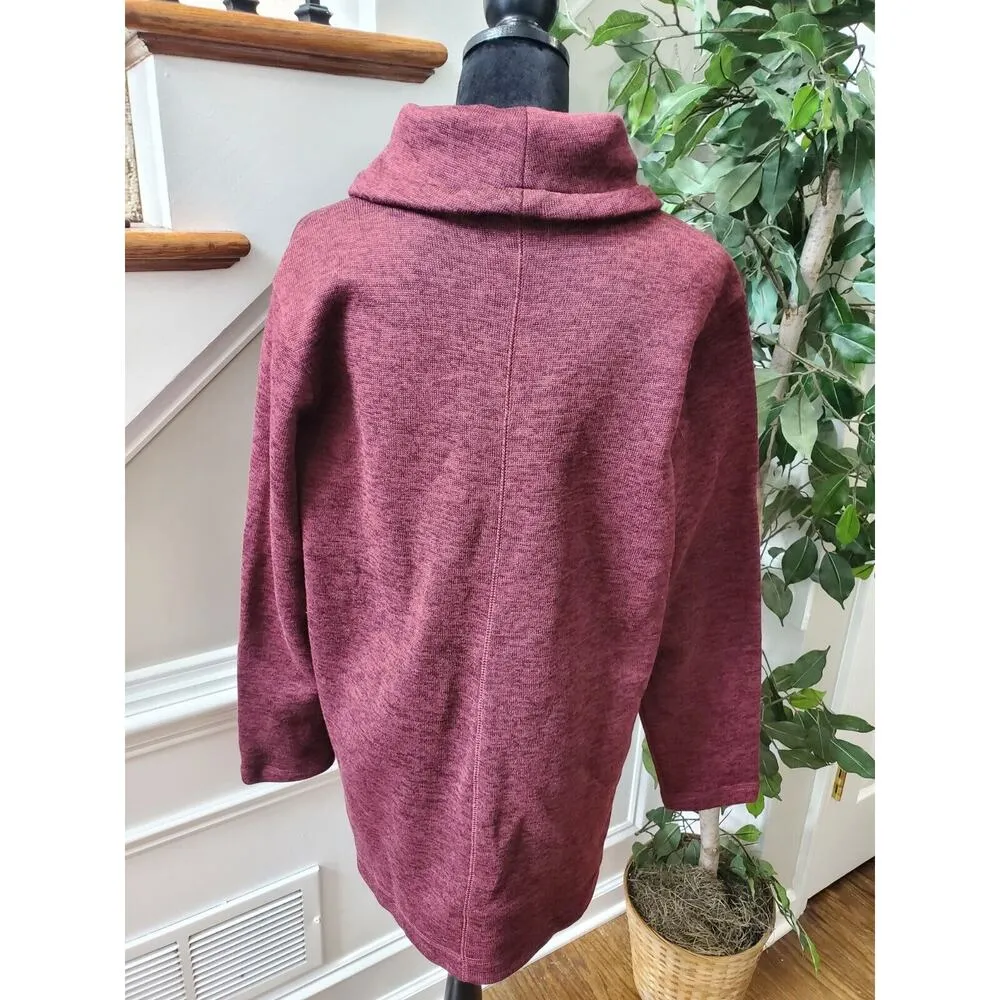 Land's End Women's Maroon Polyester Turtleneck Long Sleeve Pullover Sweater L Red Size L - Image 7
