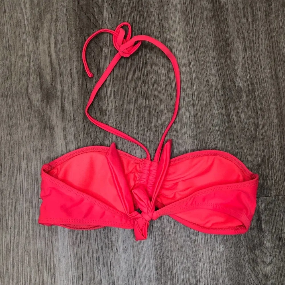 OCEAN PACIFIC Women's Pink/Black Sequin Trim Halter Bikini Swim Top sz Jr's S - Image 2