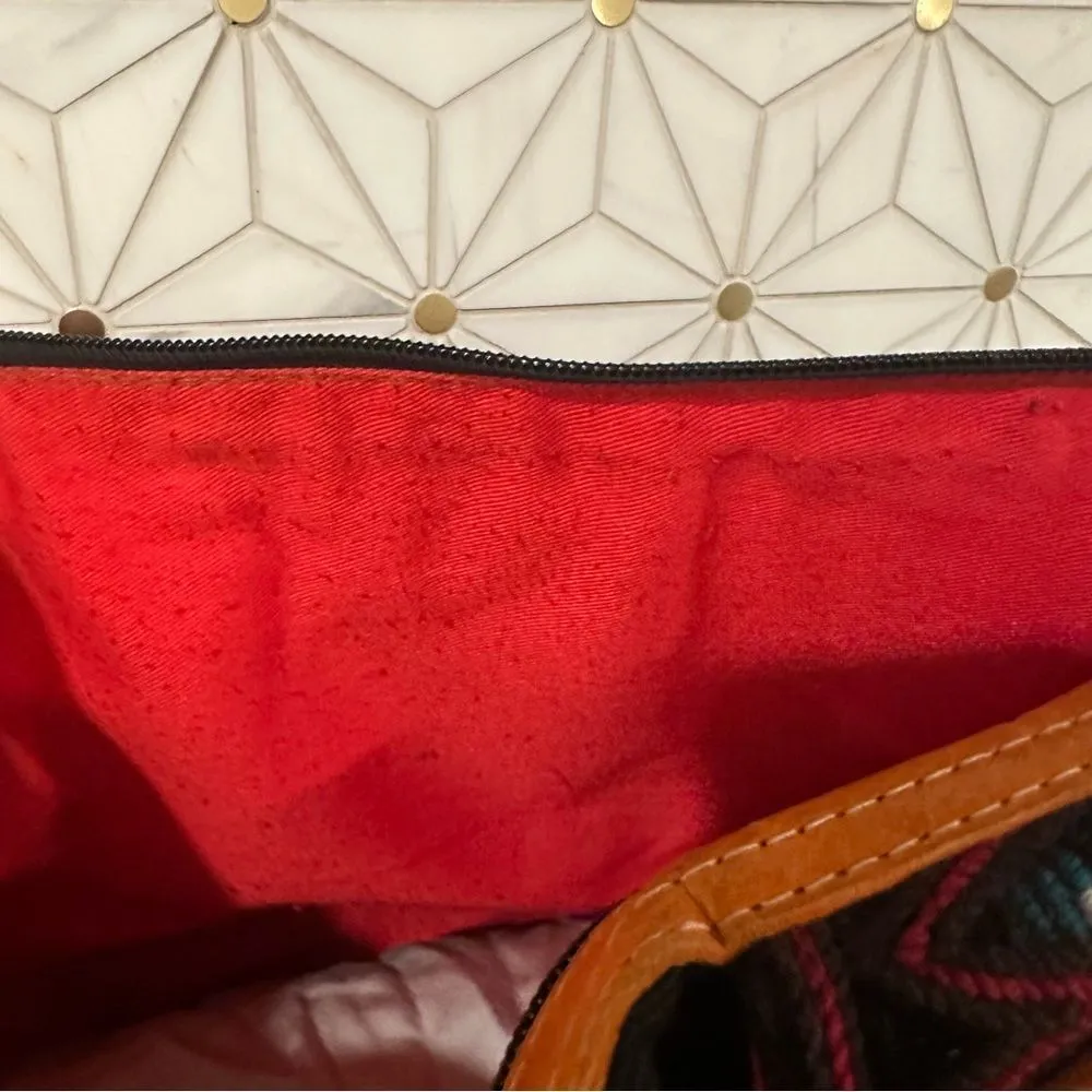 Nena & Co. Convertible Crossbody Day Bag Bohemian Designer Artisan Huipil Design Brown - Image 5