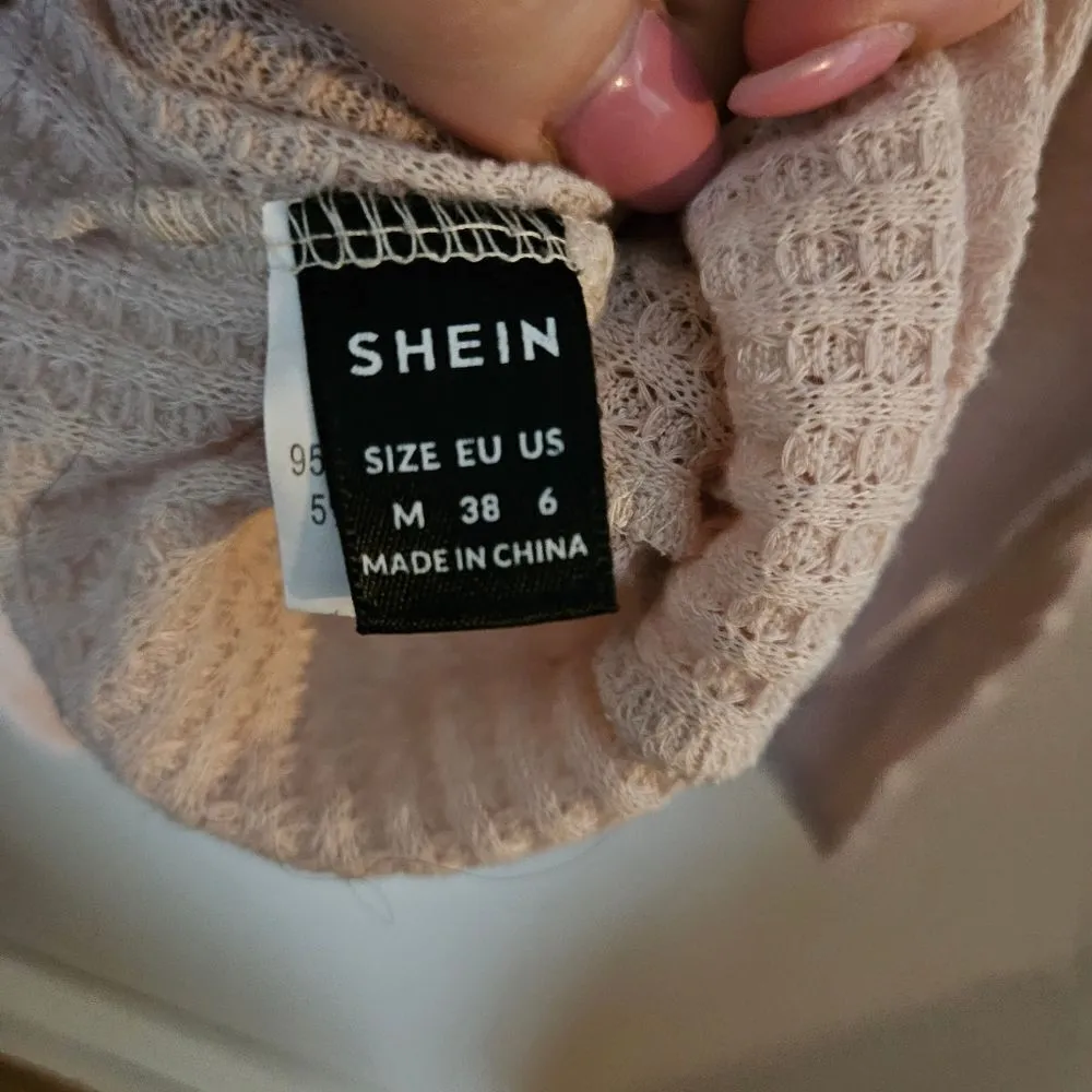 Shein Thermal Top Long Sleeve V-Neck Button front Casual Neutral Cream - Image 8