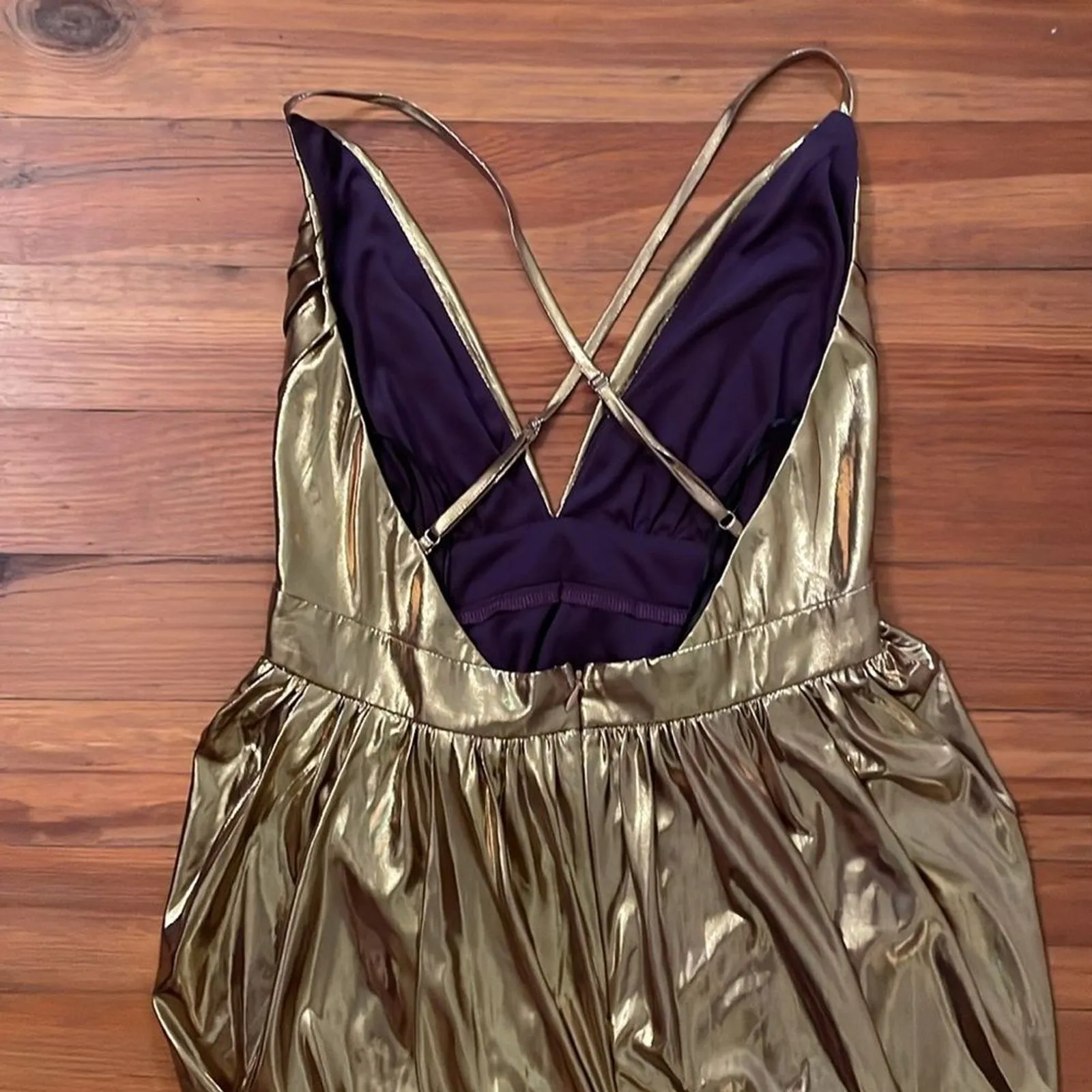 Fate Metallic Gold Cocktail Party Dress Womens Size Small NEW Glam - Image 12