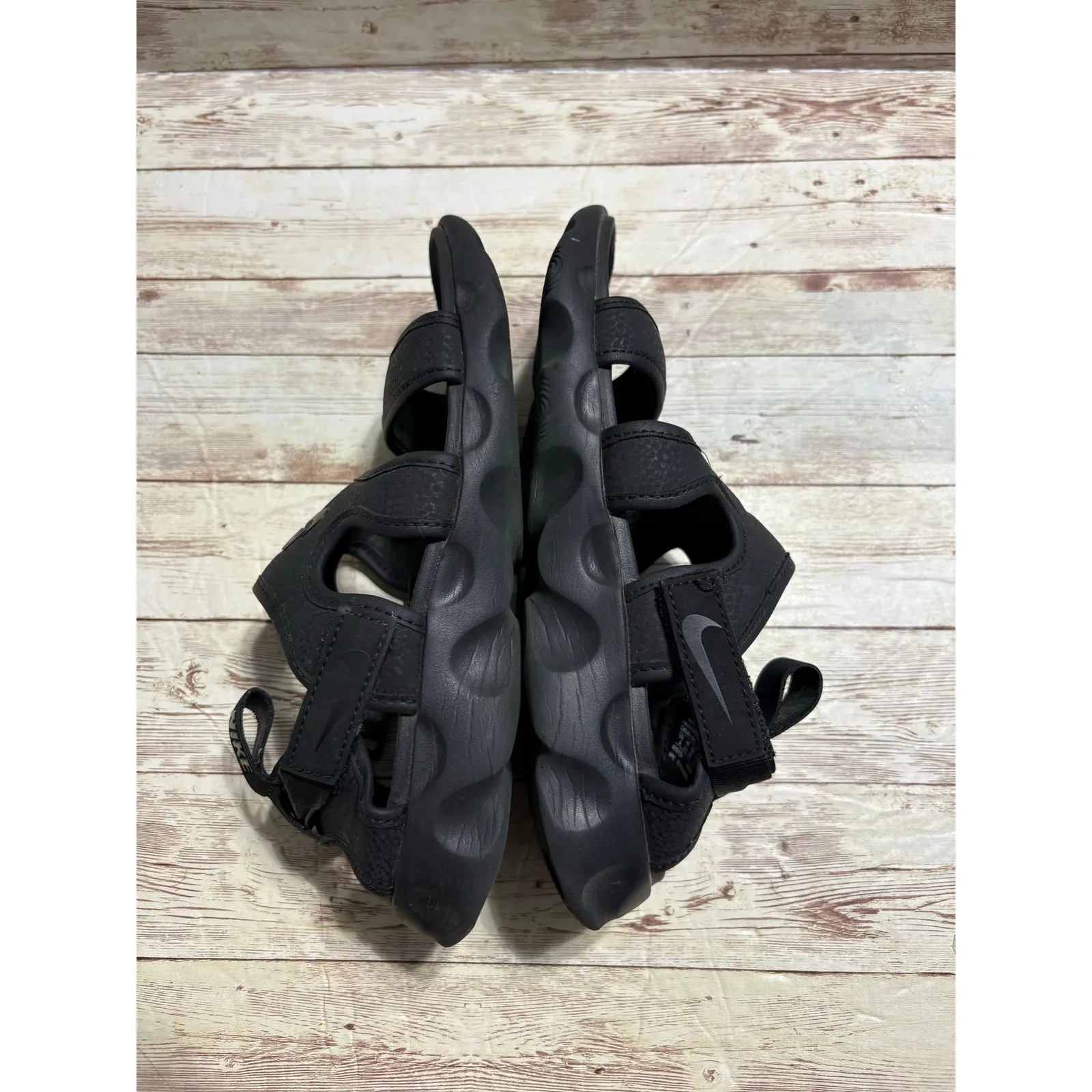 Nike Owaysis Sandals Women's Size 6 Triple Black Adjustable Straps - Image 5