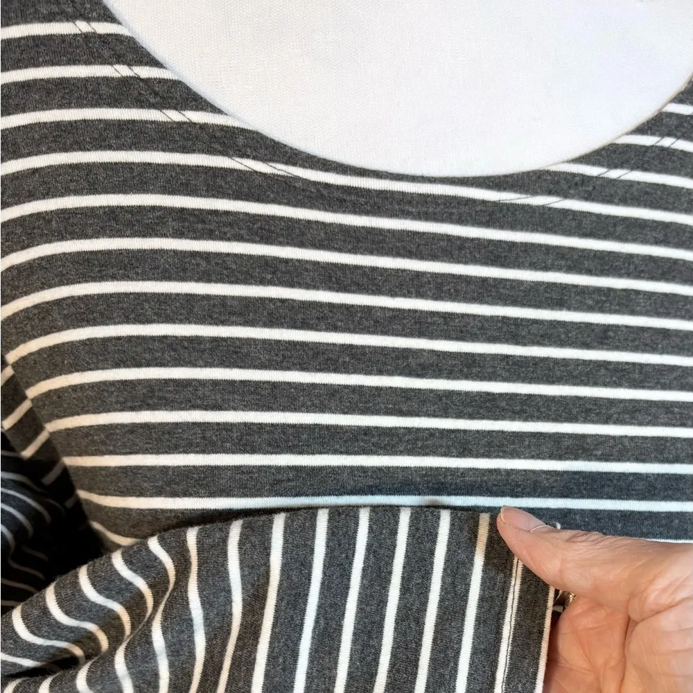 EILEEN FISHER Striped Organic Cotton 3/4 Sleeve Tee Shirt Dress Women’s Large 💛 - Image 5
