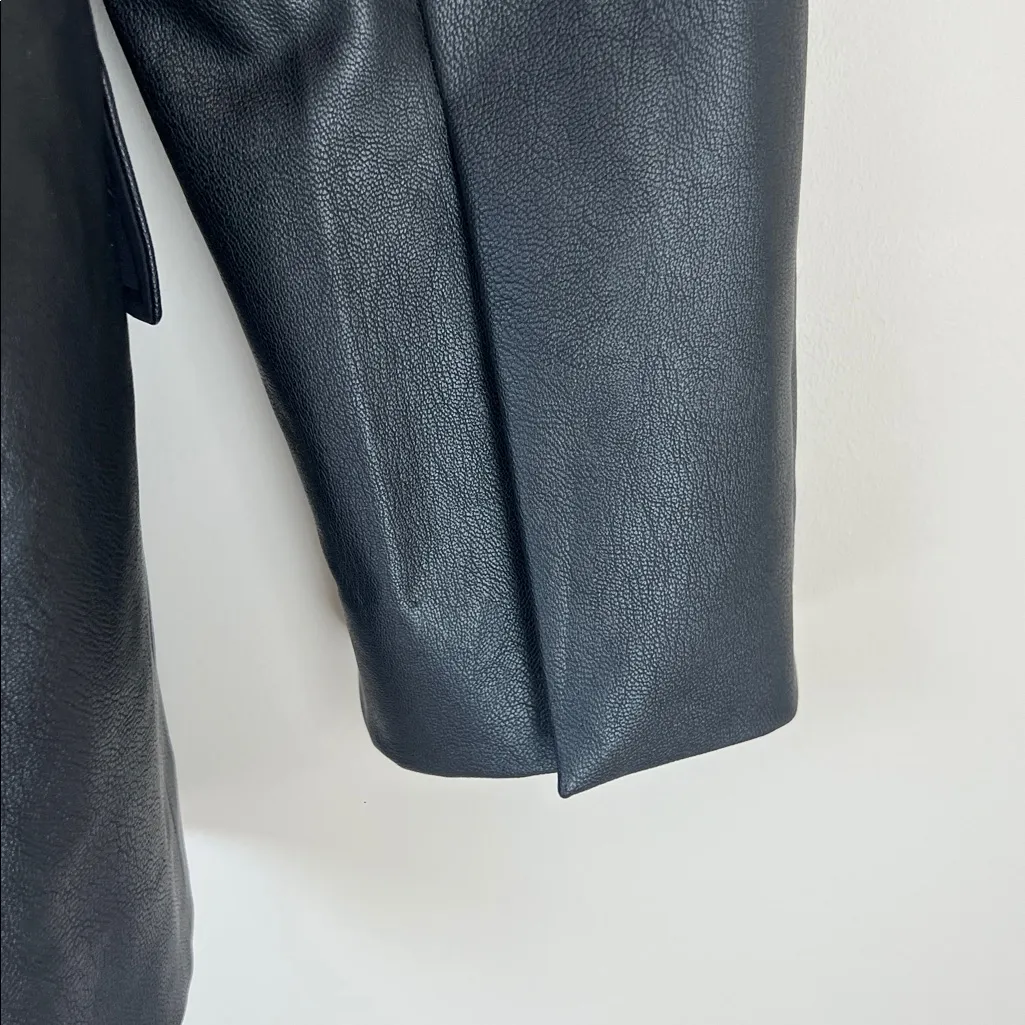 SPANX Blazer Faux Leather Oversized Long Size Medium Black - Image 6