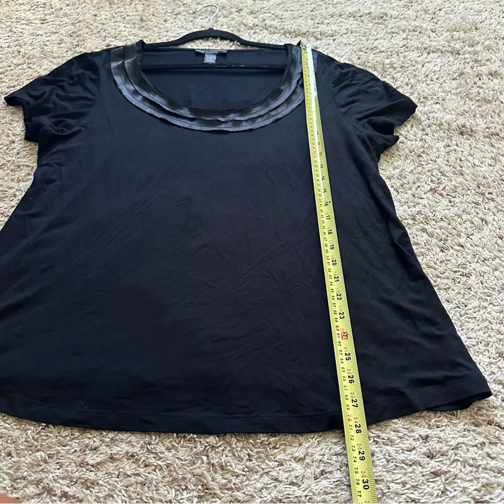 Cable & Gauge Womans Blouse Top Black 1X Solid Short Sleeve Scoop Neck Pullover - Image 4