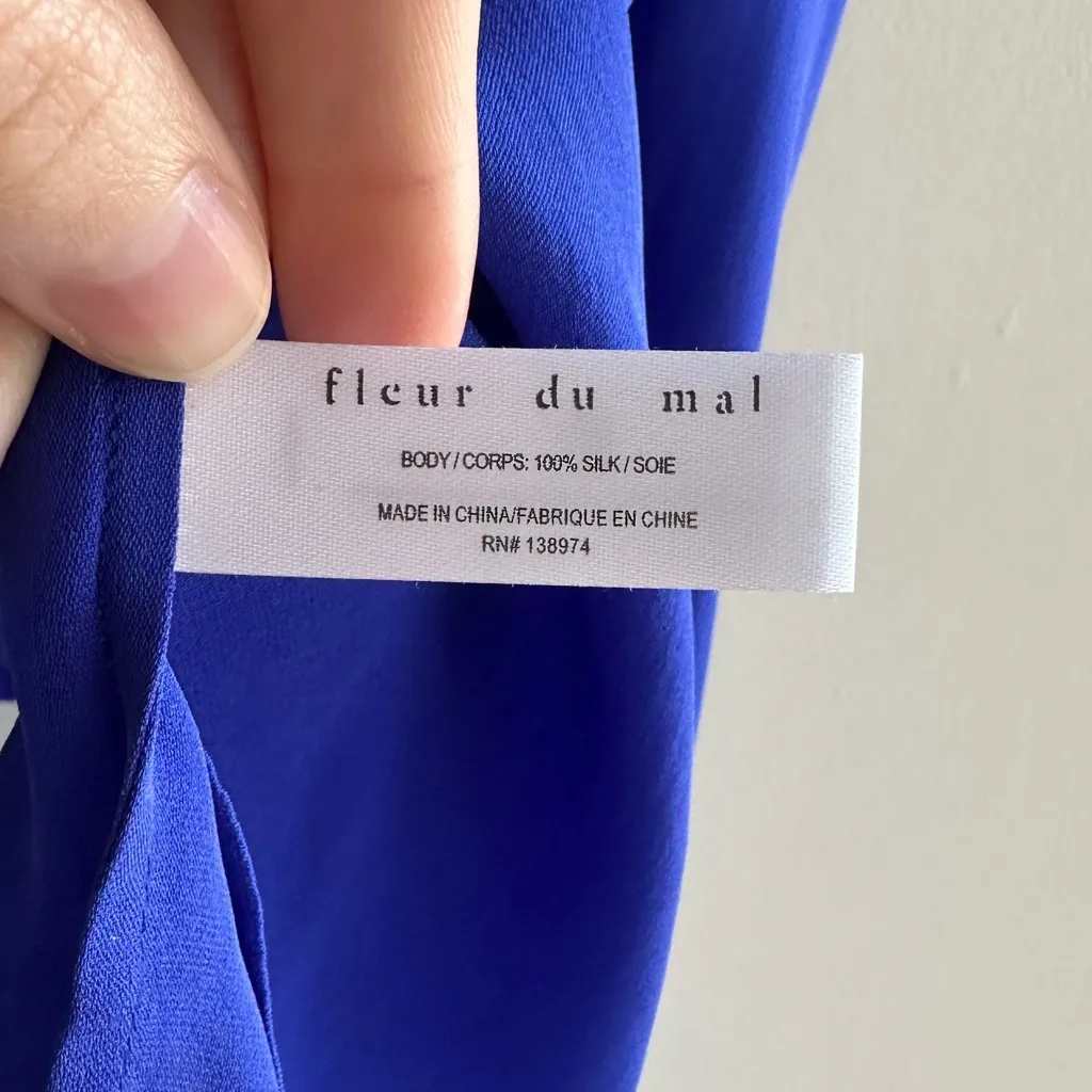 Fleur Du Mal Georgette Cold Shoulder Top, Electric Blue, Size XS, NWT Blue - Image 10