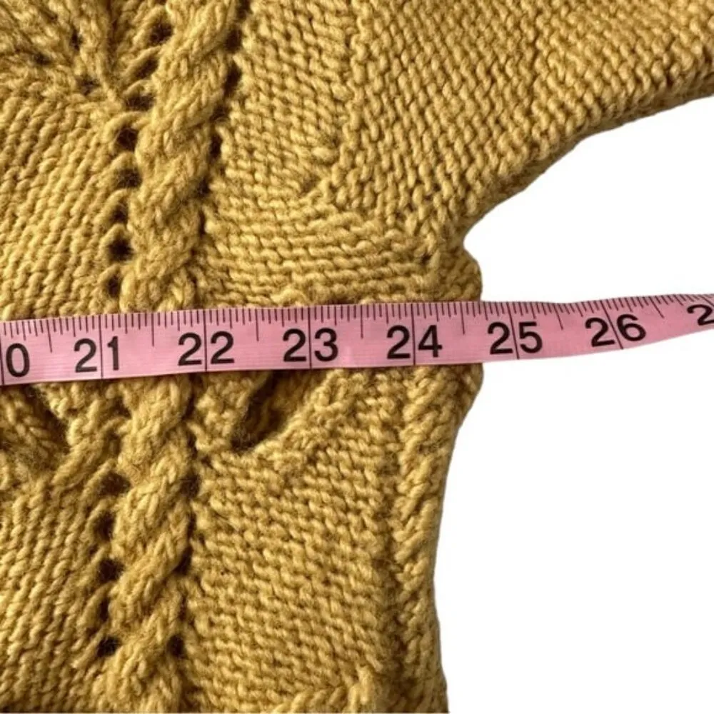 DKNY Mustard Yellow Floral Plant Knit Sweater Hand Knit Size Small - Image 4