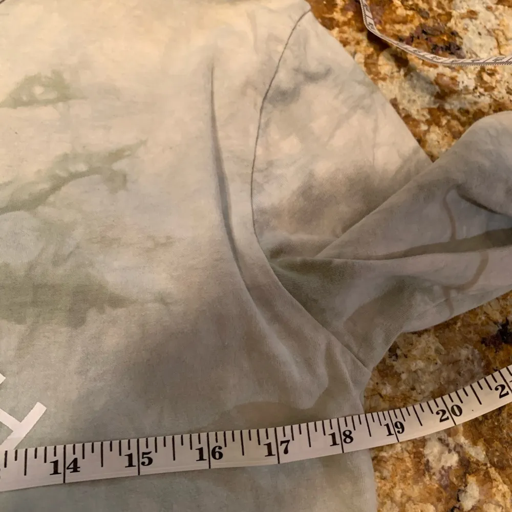 Kittenish Cropped Top Womens Size M Medium Green Tie Dye Long Sleeves Pullover - Image 6