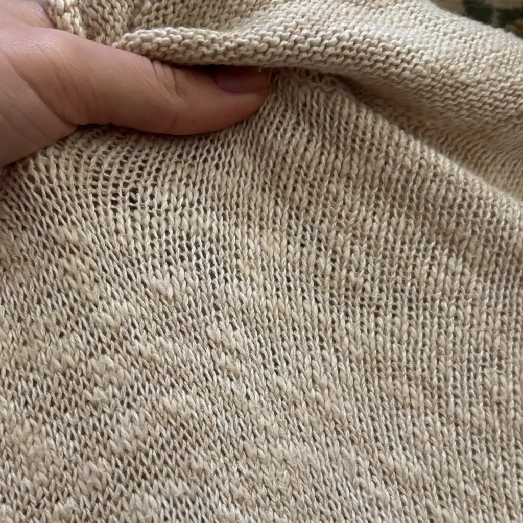 Chicos size 1 (8/10) Cowl Neck Lightweight Pointelle Crochet Sweater Minimal - Image 8