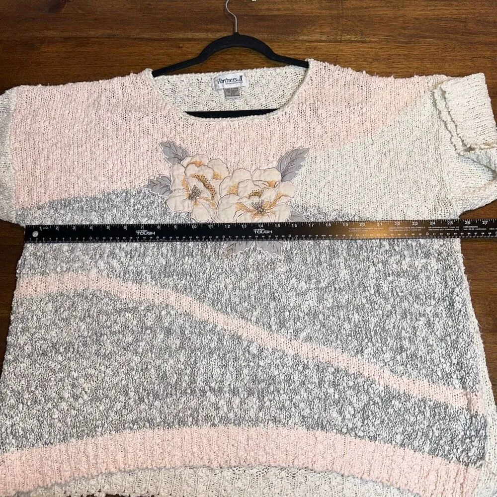 VTG Partners by Mervyn's Floral Knit Cottagcore Boucle Sweater Pink Size 2X - Image 5
