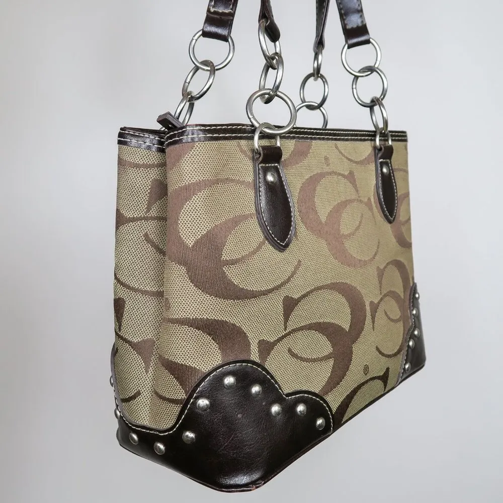 Vintage Y2K Brown CC Logo Shoulder Bag - Image 3