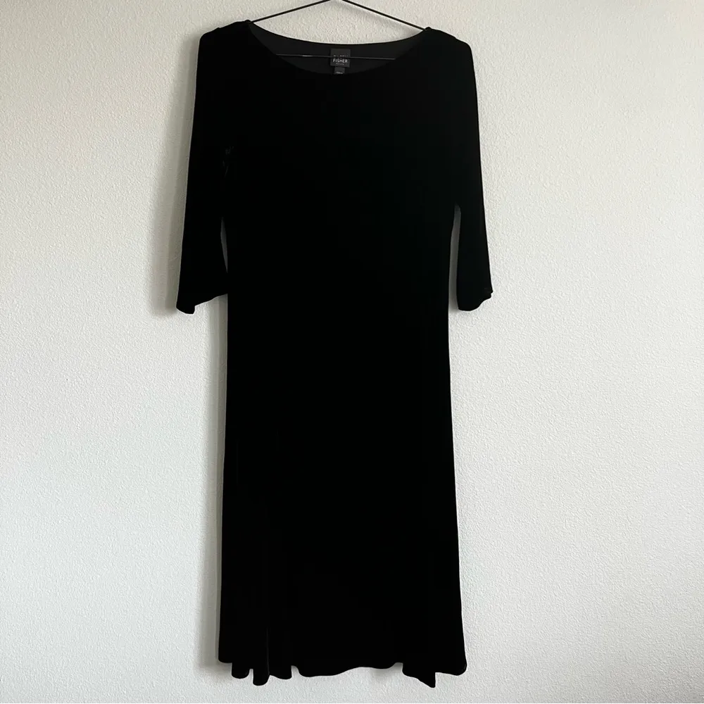 Black Velvet 3/4 Shift Dress. Size PS - Image 2