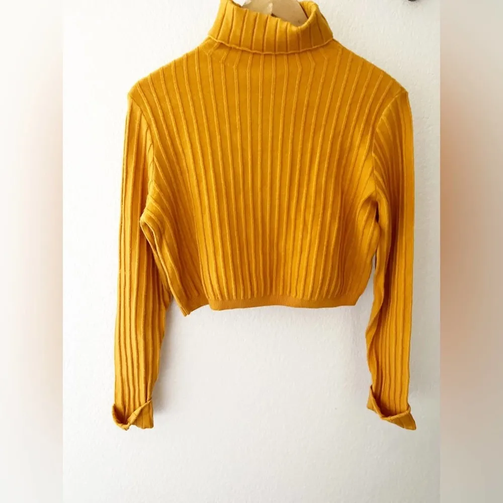 Lovers + Friends Mustard Yellow Turtleneck Crop Sweater Size M - Image 3