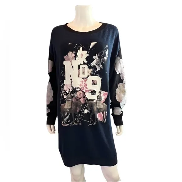 Wildfox Rare England Collage Roadtrip Oversized Blue Sweatshirt Women’s Size S - Image 2