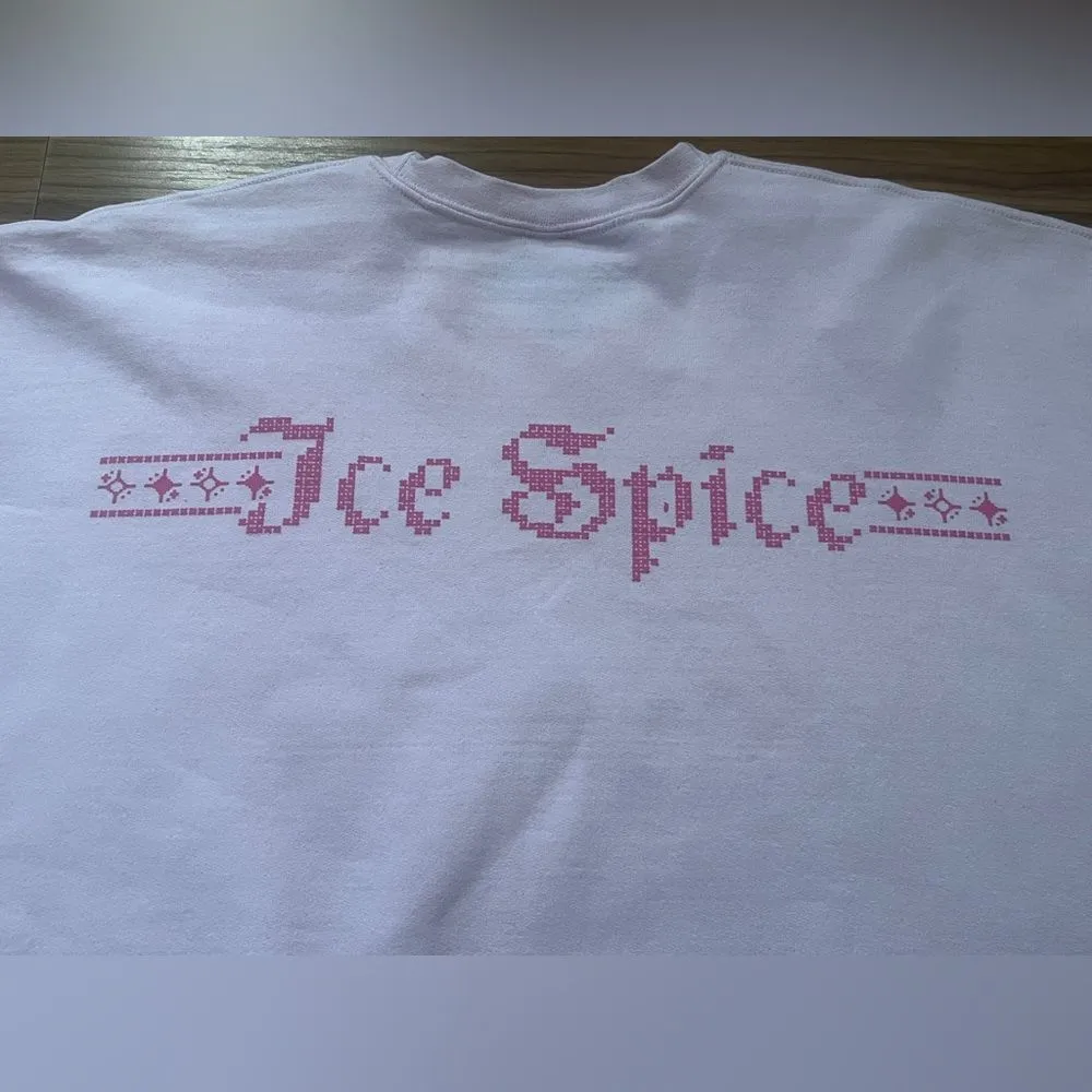 ICE SPICE NAUGHTY OR SPICE CREWNECK HOLIDAY SWEATER PINK SIZE XXL FAN WEAR - Image 5