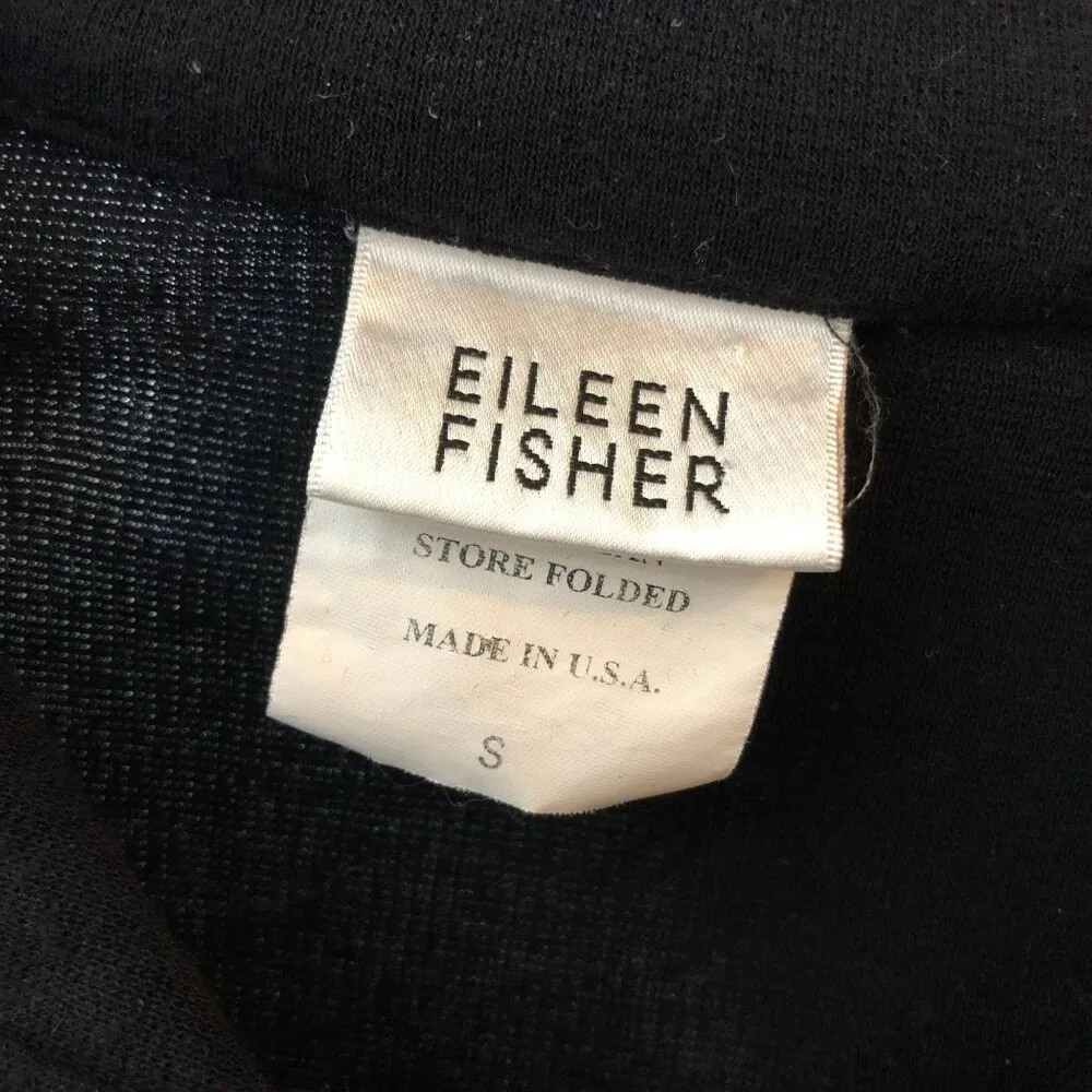 Eileen Fisher Black Rayon Short Sleeve Polo Shirt Tunic Top Womens S - Image 4