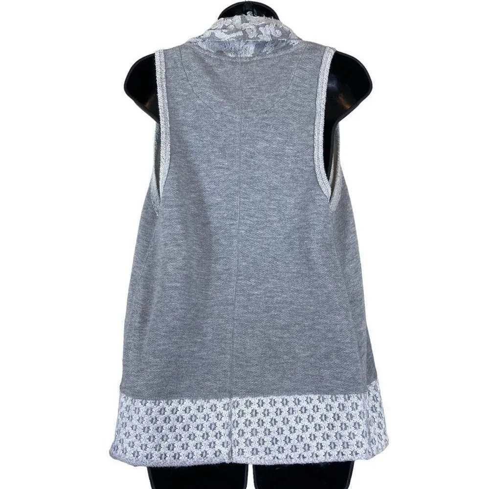 Anthropologie Saturday Sunday Terry Jaquard Sleeveless Wrap Style Cardigan Sweat - Image 4