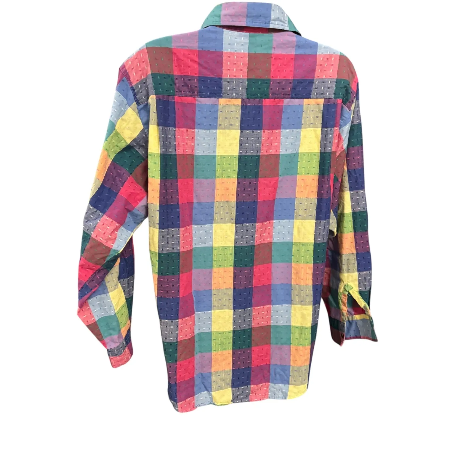 Koret City Blues Multicolor Plaid Long Sleeve‎ Shirt Medium Patchwork Cotton - Image 2