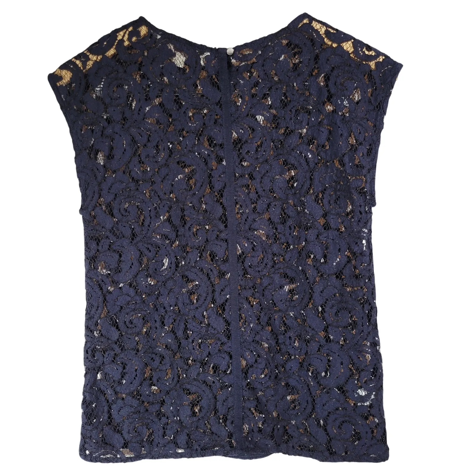 Ann Taylor LOFT Petite Navy Lace Cap Sleeve Top Blouse Women XSP‎ - Image 2