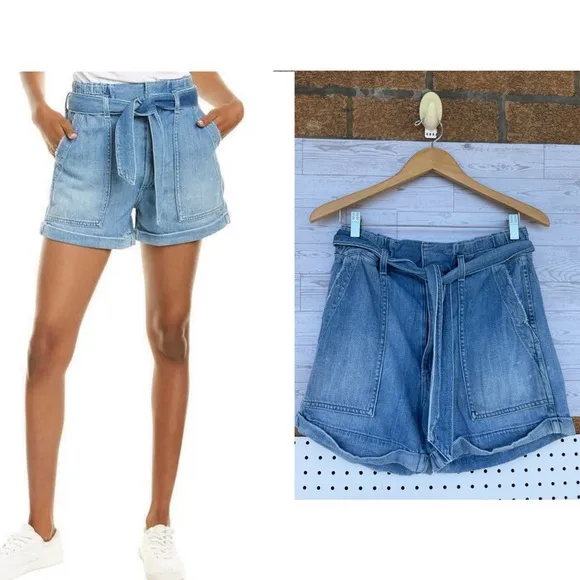 AMO Shorts Blue Finder Keepers Paperbag Denim Women size 27 - Image 2