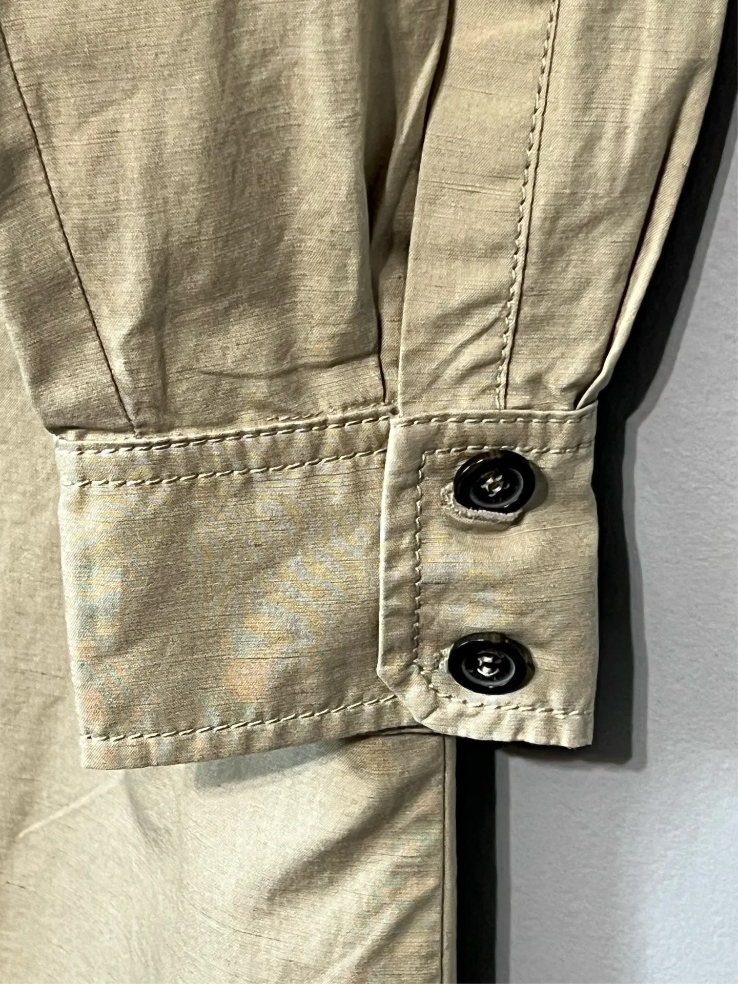 Weekend MaxMara Lace-Up Long Sleeve Dress Sz 6 Khaki Cotton Linen Safari Midi - Image 4