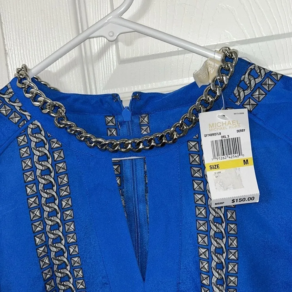 Michael Kors Blue/Grey Long Sleeve Top(Size Medium) - Image 6