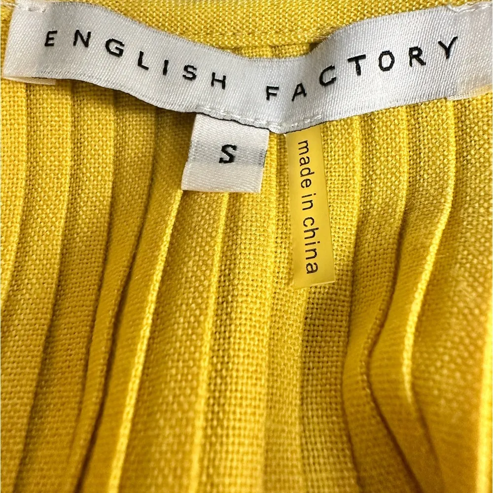 Anthropologie English Factory ribbed mustard long sleeve vneck belted top - Image 5