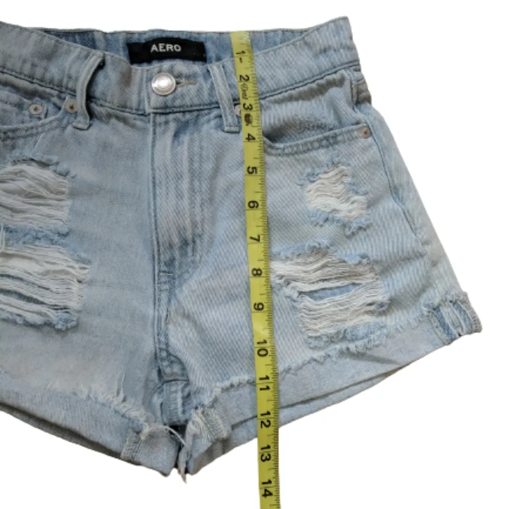 Areopostale Jean Shorts Distressed Lightwash Mom Shorts Size 00 - Image 4