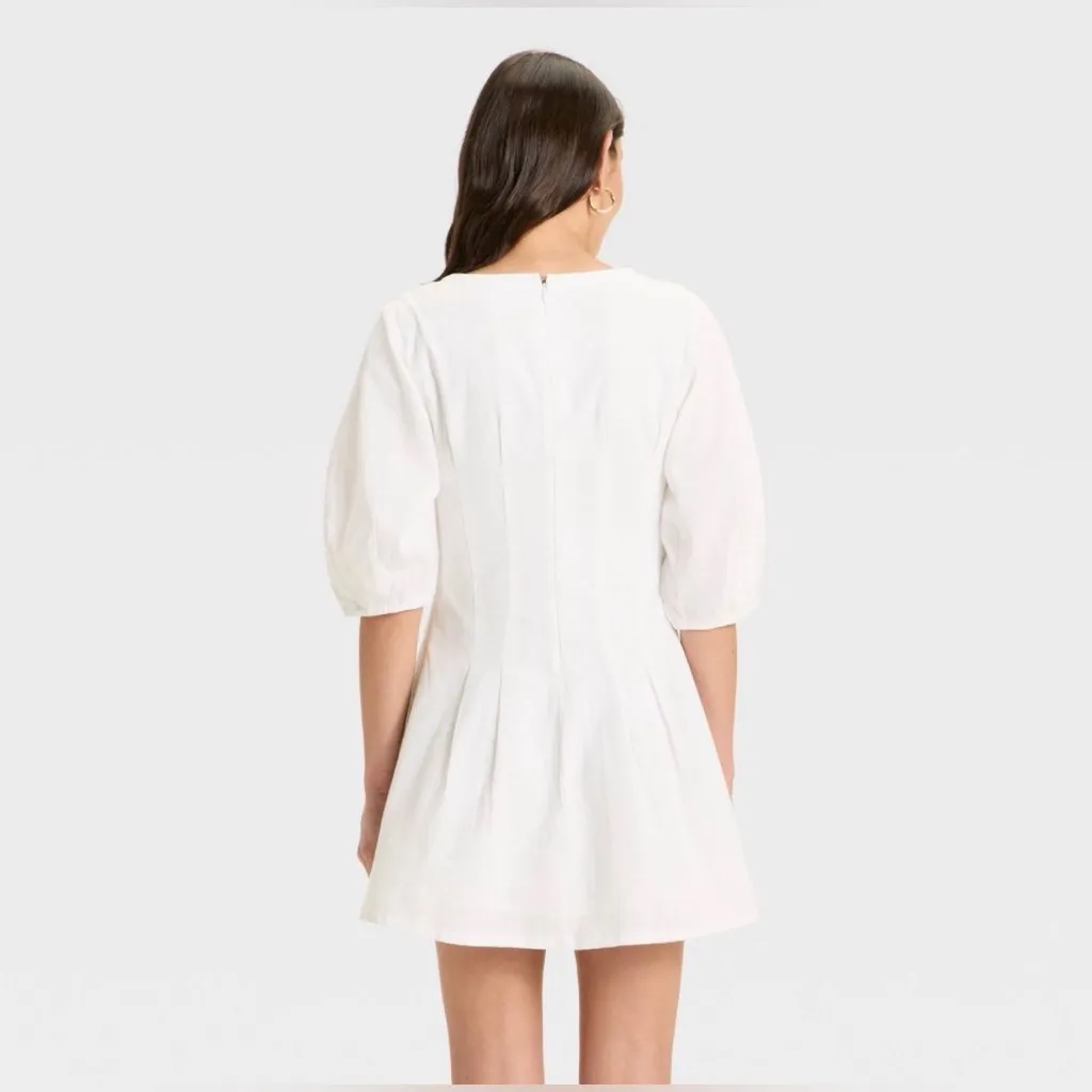 NEW Puff Short Sleeve Corset Mini Lined Linen Blend Dress Target A New Day 12 - Image 2