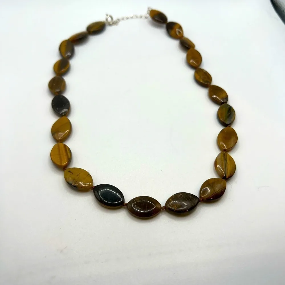 TIGER Eye‎ Oval Brown Stone Necklace - Image 4